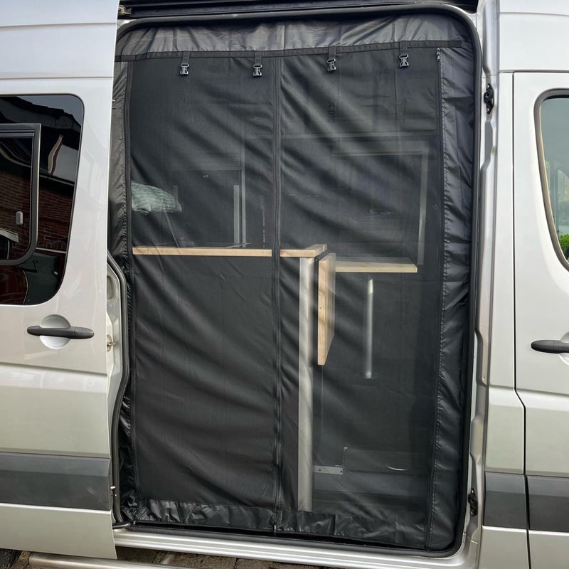 BKICKI RV Insect Screen Net Door Sunshade Screen Mount Anti-Flying Privacy Protection Net Sliding Door for Mercedes-Benz Sprinter High Roof - Image 2